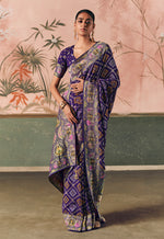 Thumbnail for Monjolika Fashion Violet Bandhej Weaving Work Faux Khadi Georgette Saree - Distacart