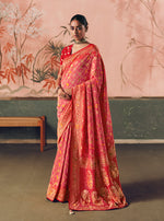 Thumbnail for Monjolika Fashion Gajri Pink Bandhej Weaving Work Faux Khadi Georgette Saree - Distacart