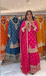 Thumbnail for Yash Enterprise Pink Heavy Chinnon Silk Party Wear Ebroidery Suit Set