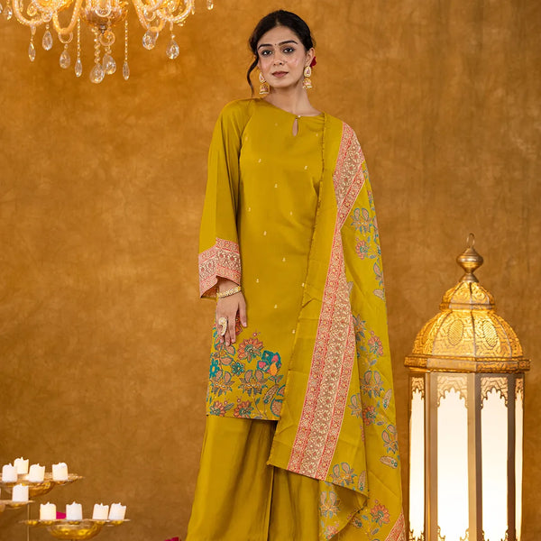 Yufta Green Pakistani Style Kurta Dupatta Set - Distacart