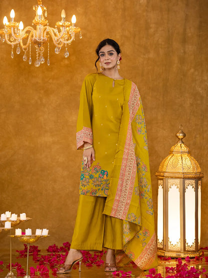 Yufta Green Pakistani Style Kurta Dupatta Set - Distacart