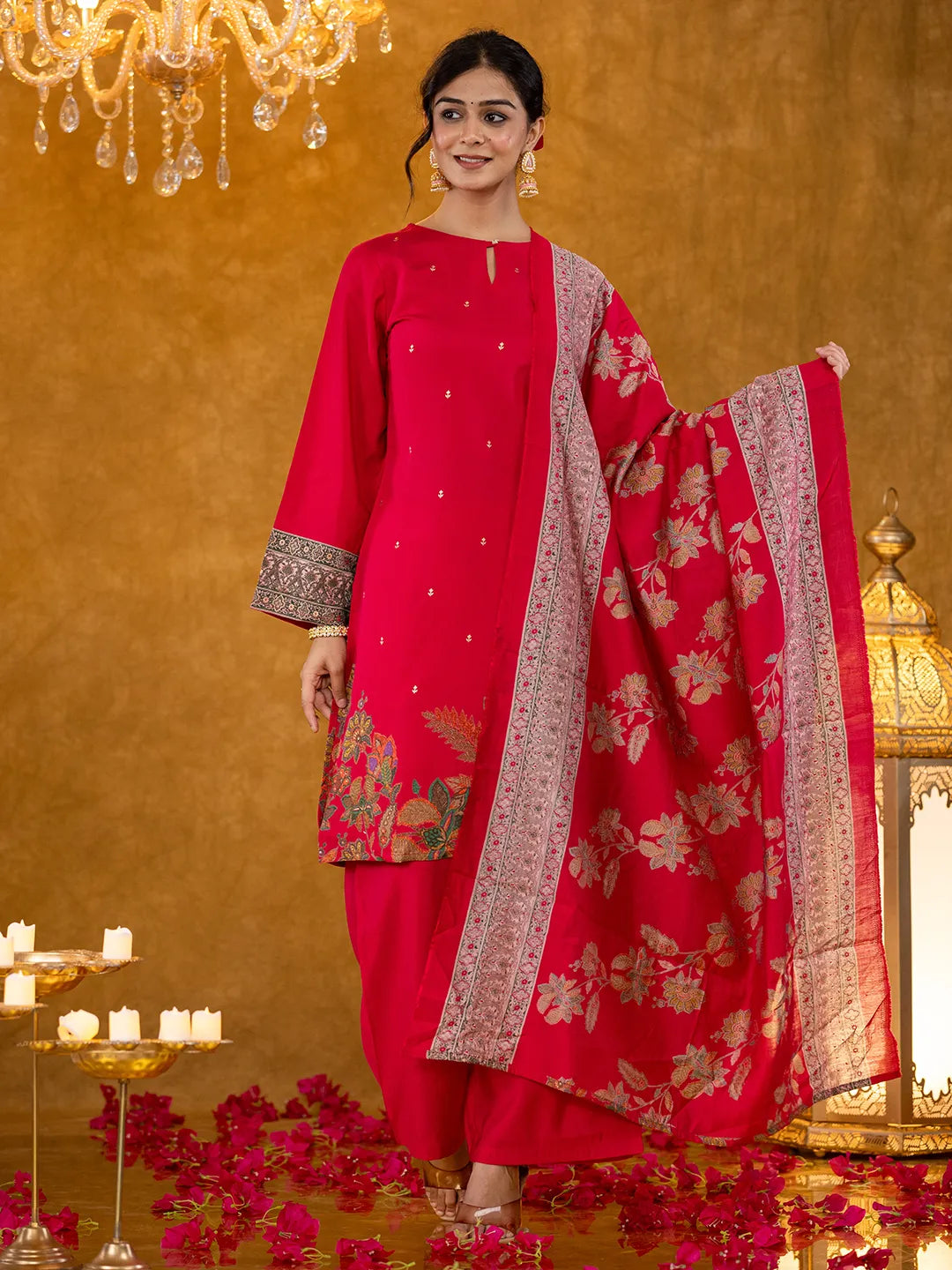 Yufta Pink Pakistani Style Kurta Dupatta Set - Distacart