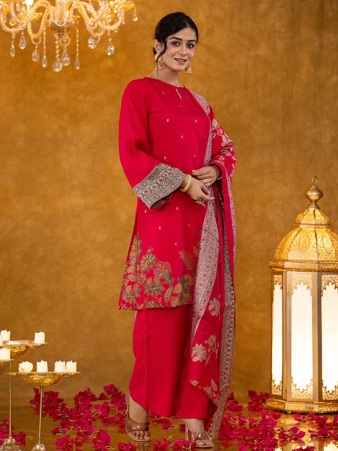 Yufta Pink Pakistani Style Kurta Dupatta Set - Distacart