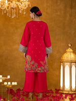 Thumbnail for Yufta Pink Pakistani Style Kurta Dupatta Set
