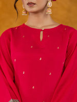 Thumbnail for Yufta Pink Pakistani Style Kurta Dupatta Set