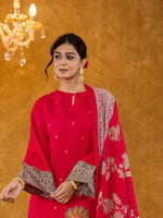 Thumbnail for Yufta Pink Pakistani Style Kurta Dupatta Set