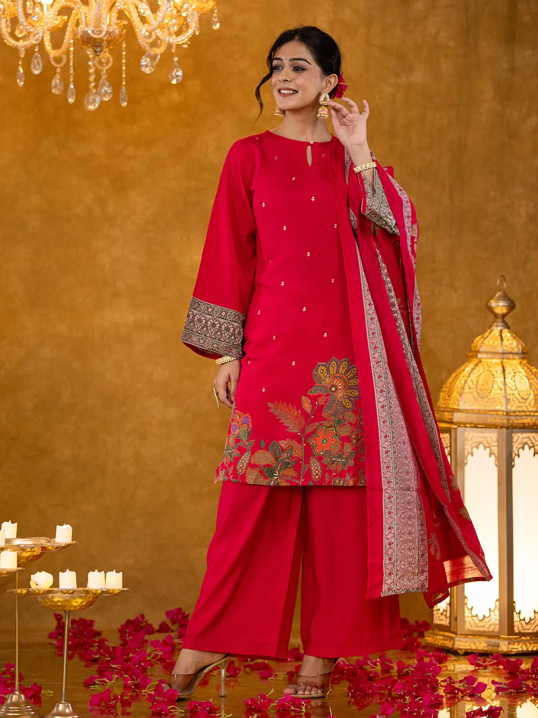 Yufta Pink Pakistani Style Kurta Dupatta Set - Distacart