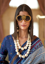 Thumbnail for Monjolika Fashion Light Blue Printed Silk Blend Party Contemporary Saree - Distacart
