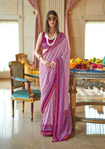 Thumbnail for Monjolika Fashion Magenta Printed Silk Blend Party Contemporary Saree - Distacart