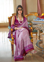 Thumbnail for Monjolika Fashion Magenta Printed Silk Blend Party Contemporary Saree - Distacart