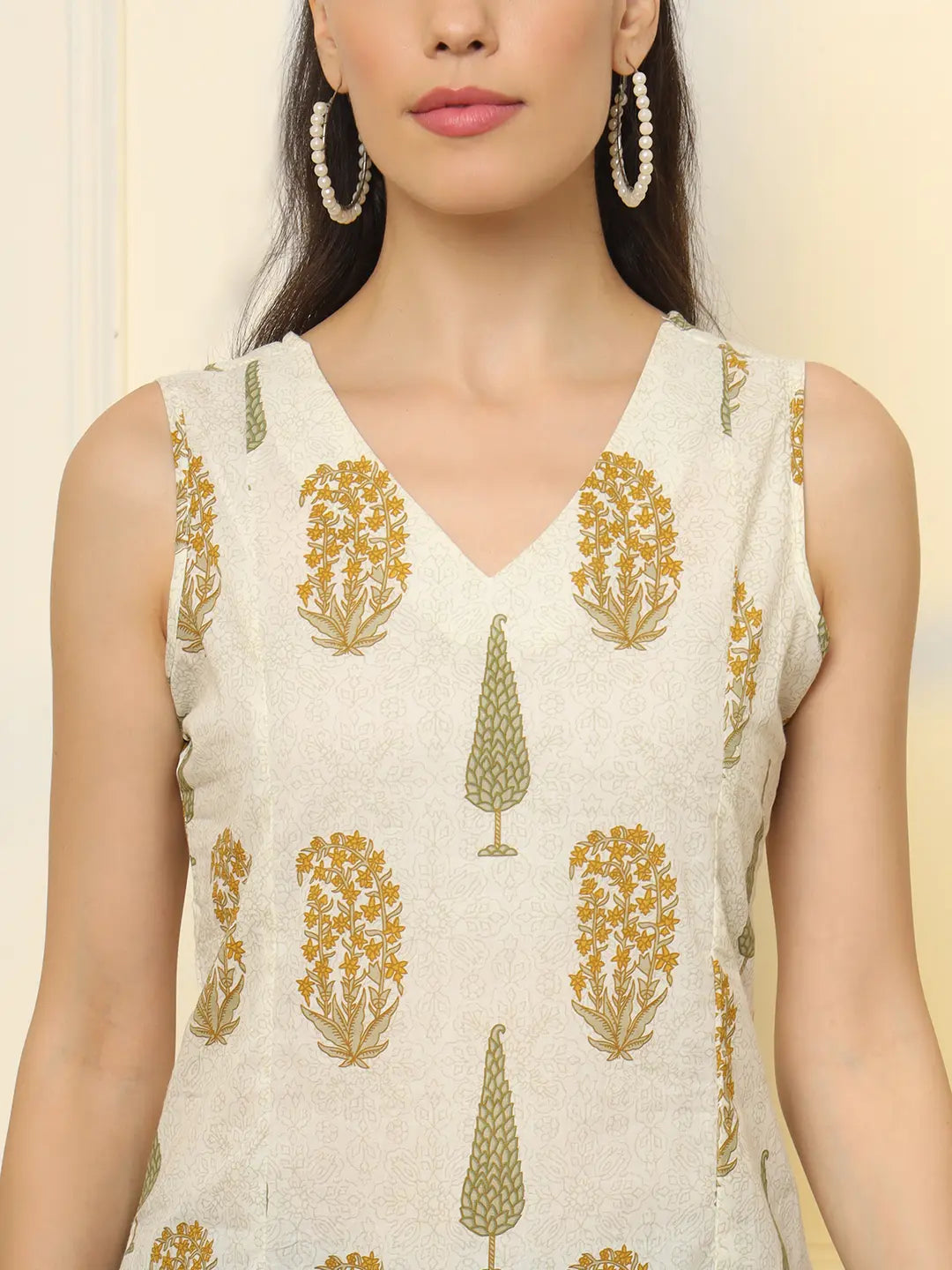 Yufta Mustard Cotton Sleeveless Boxy Top
