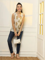 Thumbnail for Yufta Mustard Cotton Sleeveless Boxy Top