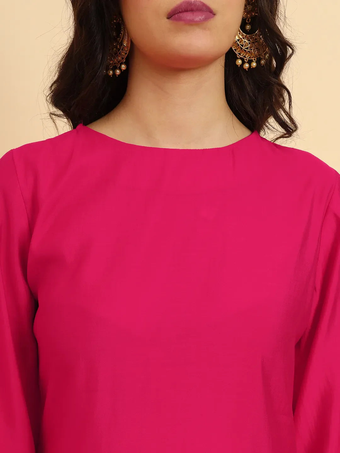 Yufta Pink Silk Flared Sleeves Kurta With Palazzo Banarasi Dupatta Set