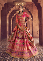 Thumbnail for Monjolika Fashion Multi Colour Banarasi Silk Blend Embroidered, Sequins, Swarovski and Weaving Work Lehenga Choli - Distacart