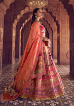 Thumbnail for Monjolika Fashion Multi Colour Banarasi Silk Blend Embroidered, Sequins, Swarovski and Weaving Work Lehenga Choli - Distacart