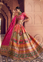 Thumbnail for Monjolika Fashion Multi Colour Banarasi Silk Blend Embroidered, Sequins, Swarovski and Weaving Work Lehenga Choli - Distacart