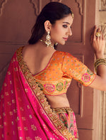 Thumbnail for Monjolika Fashion Multi Colour Banarasi Silk Blend Embroidered, Sequins, Swarovski and Weaving Work Lehenga Choli - Distacart