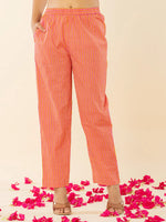 Thumbnail for Yufta Pink Cotton Sequins_Work Straight Kurta Dupatta Pant Set