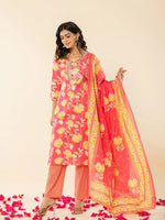 Thumbnail for Yufta Pink Cotton Sequins_Work Straight Kurta Dupatta Pant Set