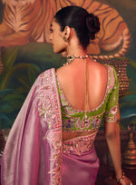 Thumbnail for Monjolika Fashion Onion Pink Zari Woven Silk Blend Embroidered Saree For Wedding Wear - Distacart