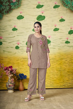 Thumbnail for Pramukh Fab Brown Color Rayon Co-ords Set - Distacart