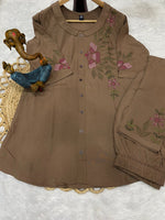 Thumbnail for Pramukh Fab Brown Color Rayon Co-ords Set - Distacart