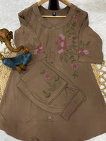 Thumbnail for Pramukh Fab Brown Color Rayon Co-ords Set - Distacart