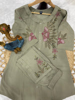 Thumbnail for Pramukh Fab Olive Color Rayon Co-ords Set - Distacart