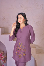 Thumbnail for Pramukh Fab Lavender Color Rayon Co-ords Set - Distacart
