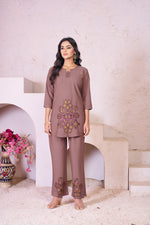 Thumbnail for Pramukh Fab Coffee Color Rayon Co-ords Set - Distacart