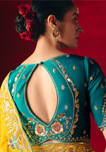Thumbnail for Monjolika Fashion Yellow Fancy Fabric Embroidered Thread Work Classic Saree - Distacart