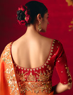 Thumbnail for Monjolika Fashion Rust Fancy Fabric Embroidered Thread Work Classic Saree - Distacart