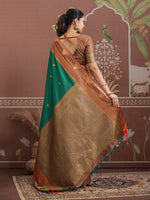 Thumbnail for Monjolika Fashion Green Weaving Work Tussar Silk Festival Contemporary Saree - Distacart