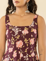 Thumbnail for Yufta Brown Sleeveless Cotton Kurta With Dupatta Set