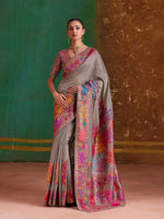 Thumbnail for Monjolika Fashion Grey Cotton Blend Weaving Contemporary Saree - Distacart