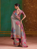 Thumbnail for Monjolika Fashion Grey Cotton Blend Weaving Contemporary Saree - Distacart