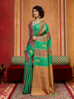 Thumbnail for Monjolika Fashion Multi Colour Handloom Silk Blend Contemporary Saree With Weaving Work - Distacart