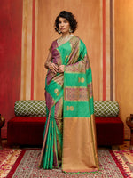 Thumbnail for Monjolika Fashion Multi Colour Handloom Silk Blend Contemporary Saree With Weaving Work - Distacart