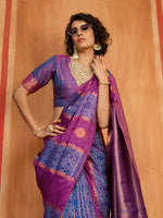 Thumbnail for Monjolika Fashion Multi Colour Handloom Silk Blend Contemporary Saree With Weaving Work - Distacart