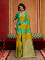 Thumbnail for Monjolika Fashion Multi Colour Handloom Silk Blend Contemporary Saree With Weaving Work - Distacart