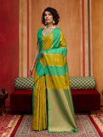 Thumbnail for Monjolika Fashion Multi Colour Handloom Silk Blend Contemporary Saree With Weaving Work - Distacart