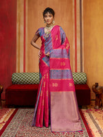 Thumbnail for Monjolika Fashion Multi Colour Handloom Silk Blend Contemporary Saree With Weaving Work - Distacart