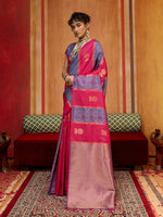 Thumbnail for Monjolika Fashion Multi Colour Handloom Silk Blend Contemporary Saree With Weaving Work - Distacart