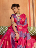 Thumbnail for Monjolika Fashion Multi Colour Handloom Silk Blend Contemporary Saree With Weaving Work - Distacart