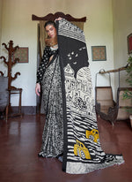 Thumbnail for Monjolika Fashion Satin Printed Black Casual Saree - Distacart