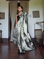 Thumbnail for Monjolika Fashion Satin Printed Black And White Casual Saree - Distacart