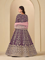 Thumbnail for Monjolika Fashion Velvet Embroidered Purple Engagement Wear Anarkali Suit - Distacart