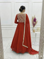 Thumbnail for Yash Enterprise Dark Orange Georgette Party Wear Anarkali Suit Set - Dista