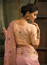 Thumbnail for Monjolika Fashion Pink Silk Blend Saree With Embroidered Jari And Cut-Dana Work - Distacart
