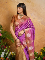 Thumbnail for Monjolika Fashion Weaving Handloom Silk Blend Magenta Contemporary Saree - Distacart
